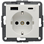 Berker 48148989 S.1/B.3/B.7 Wandcontactdoos met randaarde en steekklemen en USB A+C Polarwit glanzend