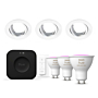 Philips Hue Starterkit: 3 GU10 lampen + dimmer switch + Bridge Pro + 3 Inset Trend 75 GU10 Wit