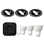 Philips Hue Starterkit: 3 GU10 lampen White Ambiance + dimmer switch + Bridge Pro + 3 Inset Trend 75 GU10 Zwart