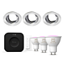 Philips Hue Starterkit: 3 GU10 lampen + dimmer switch + Bridge Pro + 3 Inset Trend 75 GU10 Geborsteld aluminium