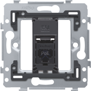 Niko 170-79261 1 RJ45-aansluiting UTP Cat. 6, klaar voor PoE++, vlakke uitvoering, incl. sokkel 71 x 71 mm met schroefbevestiging