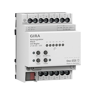 Gira 213900 Verwarmingsactuator 6-voudig met regelaar voor Gira One en KNX