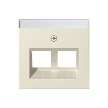Gira 264001 Systeem 55 Afdekking met 30° schuingeplaatste kabeluitvoer en tekstvenster voor draagring Modular Jack Crème wit glanzend