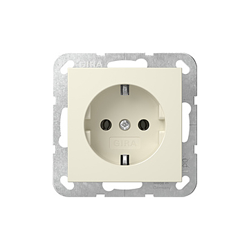 Gira 446601 Systeem 55 Wandcontactdoos met randaarde 16A 250V Crème wit glanzend