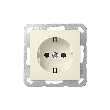 Gira 475501 Systeem 55 Wandcontactdoos met randaarde 16A 250V met kinderbeveiliging en symbool Crème wit glanzend
