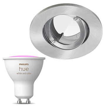 Inbouwspot Lumiance IP44 Inclusief Hue White en Color (GU10) Geborsteld Aluminium (badkamer)