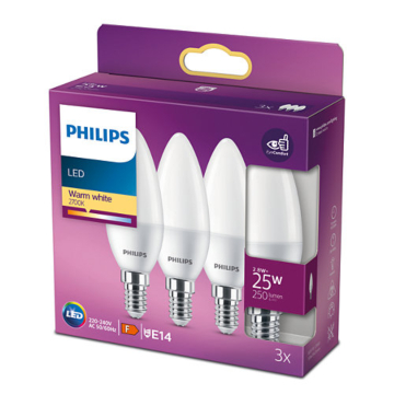 Philips 929002977071 LED Classic ND Candle 2,8-25W E14 Warm wit Multipack 3 stuks 