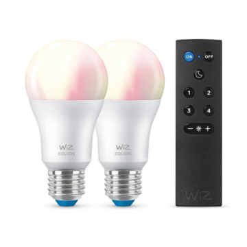 Wiz 8719514550117 Color A60 E27 8,5W Duo pack met afstandsbediening OP=OP