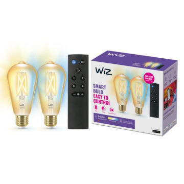 Wiz 929003057022 Filament Amber tot Koelwit ST64 E27 7W met afstandsbediening (2-pack)