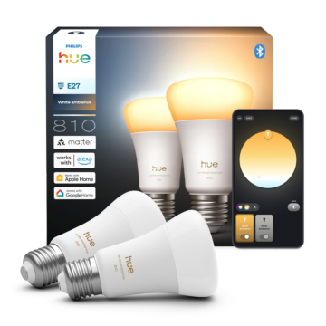 Philips Hue White Ambiance A60 - E27 slimme lamp - 810 - 2-pack