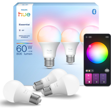 Philips Hue Essential A60 - slimme lamp - 806 lm - 8W - 3-pack
