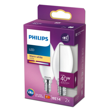 Philips 929001345367 LED Classic ND Candle 5,5-40W E14 Warm wit Multipack 2 stuks 
