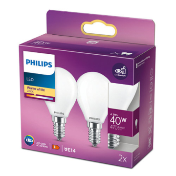 Philips 929001345470 LED Classic P45 Kogel ND 2,2-25W E14 Warm wit Multipack 2 stuks 