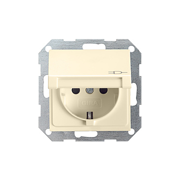Gira 445401 Systeem 55 Wandcontactdoos met randaarde 16A 250V met klapdeksel Crème wit glanzend