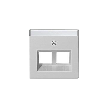 Gira 2640015 Systeem 55 Afdekking met 30° schuingeplaatste kabeluitvoer en tekstkader voor draagring Modular Jack 2-voudig Grijs mat