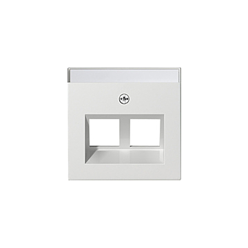 Gira 264027 Systeem 55 Afdekking met 30° schuingeplaatste kabeluitvoer en tekstvenster voor draagring Modular Jack Zuiver wit mat
