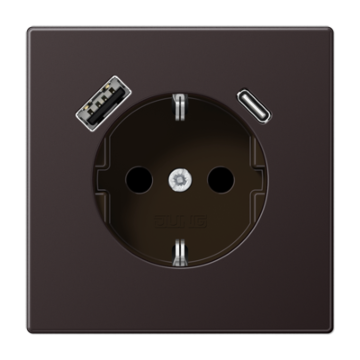 Jung LS AL 1520-15 CA D Wandcontactdoos en USB-laadcontactdoos type C/A Dark (gelakt)