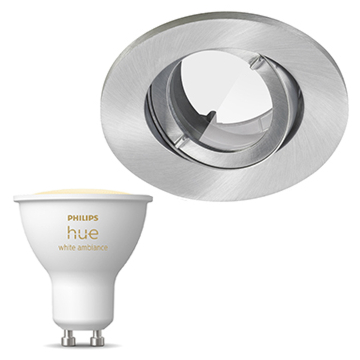 Inbouwspot Lumiance IP44 Inclusief Hue White Ambiance (GU10) Geborsteld aluminium (badkamer)