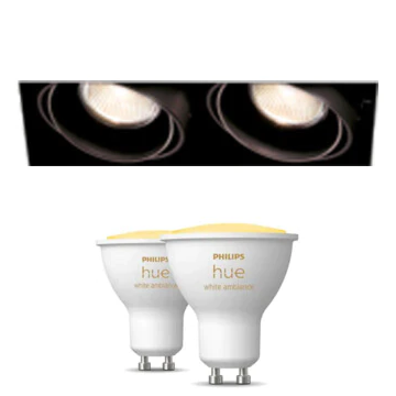 Modular Mini-Multiple Recessed Trimless Adjustable Zwart 2x GU10 Hue White Ambiance