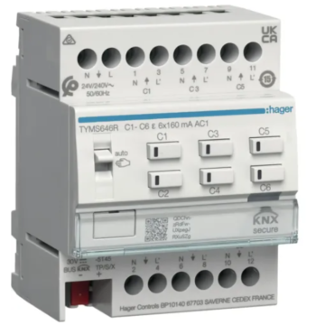 Hager TYMS646R Verwarmingsactor + regeling 6-voudig KNX Secure 24/230V