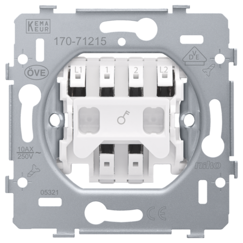 Niko 170-71215 tweepolige schakelaar, controleschakelaar of trekschakelaar, insteekklemmen en schroefbevestiging - DeDomoticaStore