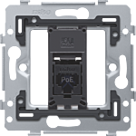 Niko 170-79261 1 RJ45-aansluiting UTP Cat. 6, klaar voor PoE++, vlakke uitvoering, incl. sokkel 71 x 71 mm met schroefbevestiging