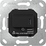 Gira 236300 Basiselement USB-voeding Power Delivery 1-voudig Zwart