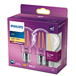 Philips 929001387368 LED Classic ND A60 7-60W E27 Warm wit Multipack 2 stuks 