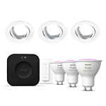 Philips Hue Starterkit: 3 GU10 lampen Color + dimmer switch + Bridge Pro + 3 Inset Trend 75 GU10 Wit