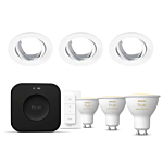 Philips Hue Starterkit: 3 GU10 lampen White Ambiance + dimmer switch + Bridge Pro + 3 Inset Trend 75 GU10 Wit