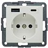 Berker 48141909 S.1/B.3/B.7 Wandcontactdoos met randaarde en steekklemen en USB A+C Polarwit mat