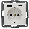 Berker 48148989 S.1/B.3/B.7 Wandcontactdoos met randaarde en steekklemen en USB A+C Polarwit glanzend