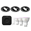 Philips Hue Starterkit: 3 GU10 lampen + dimmer switch + Bridge Pro + 3 Inset Trend 75 GU10 Zwart