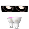 Modular Mini-Multiple Recessed Trimless Adjustable Zwart 2x GU10 Hue White and Color Ambiance