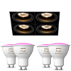 Modular Mini-Multiple Recessed Trimless Adjustable Zwart 4x GU10 Hue White and Color Ambiance