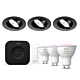 Philips Hue Starterkit: 3 GU10 lampen + dimmer switch + Bridge Pro + 3 Inset Trend 75 GU10 Zwart