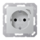 Jung HOME BT A 1521 S AL Wandcontactdoos met randaarde Aluminium