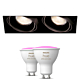 Modular Mini-Multiple Recessed Trimless Adjustable Zwart 2x GU10 Hue White and Color Ambiance