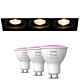 Modular Mini-Multiple Recessed Trimless Adjustable Zwart 3x GU10 Hue White and Color Ambiance