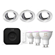 Philips Hue Starterkit: 3 GU10 lampen + dimmer switch + Bridge Pro + 3 Inset Trend 75 GU10 Geborsteld aluminium