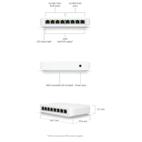 Ubiquiti UniFi Switch Lite 8 poort 52W PoE - DeDomoticaStore