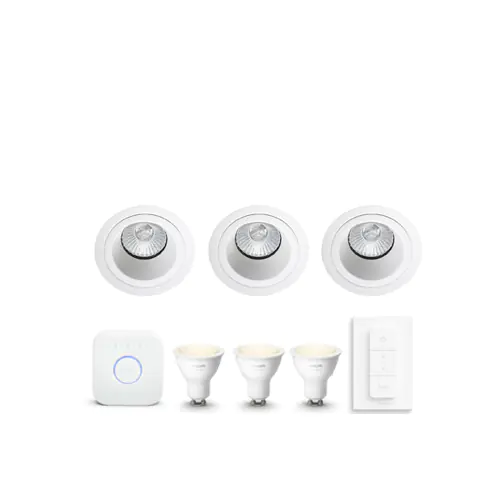 Philips Hue White ambiance GU10 Starter kit met SG armatuur Mat Wit DeDomoticaStore