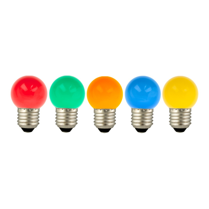 Bailey 8714681437537 Party Bulb 1W E27 5 kleuren Feest verlichting Multipack 5 stuks 