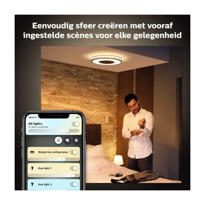 Philips 929003055101 Hue Being Plafondlamp White Ambiance Zwart inclusief DIM Switch