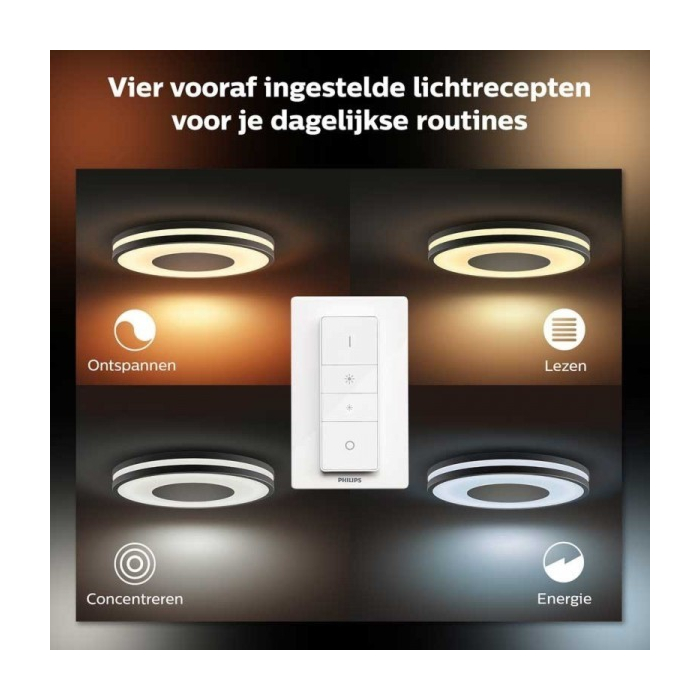 Philips 929003055101 Hue Being Plafondlamp White Ambiance Zwart inclusief DIM Switch