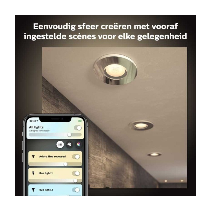 Philips 929003807901 Hue Adore 3x inbouwspot White Ambiance inclusief DIM Switch Chroom