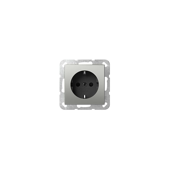 Gira 4453600 Systeem 55 Wandcontactdoos met randaarde 16A 250V met shutter Edelstaal (verhoogde aanraakbeveiliging)