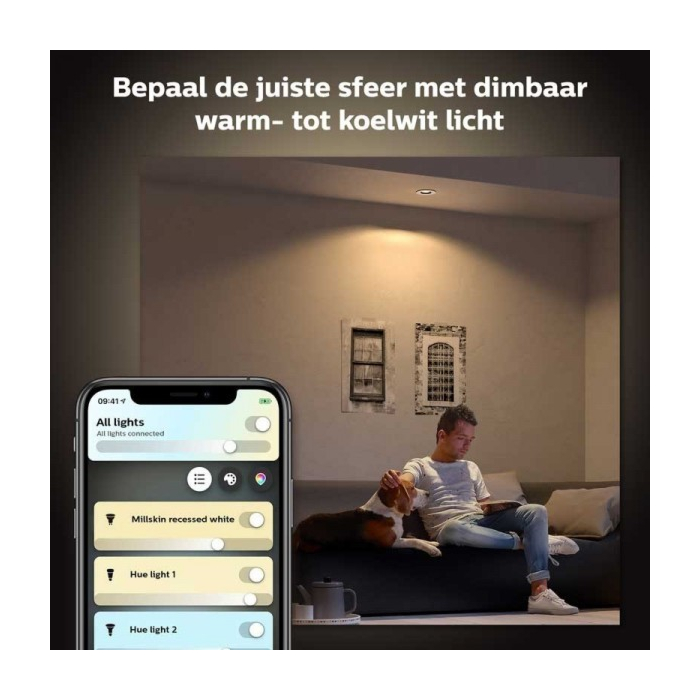 Philips 929003810801 Hue Milliskin Inbouwspot Hue White Ambiance (GU10) Kleur aluminium