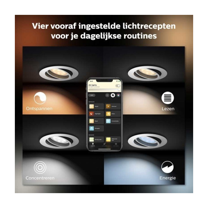 Philips 929003810901 Hue Milliskin Inbouwspot Hue White Ambiance (GU10) Kleur aluminium (3-pack)