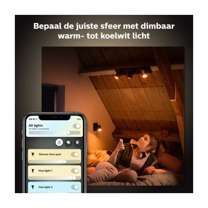 Philips 929003812401 Hue Runner Spot White Ambiance Zwart inclusief DIM Switch
